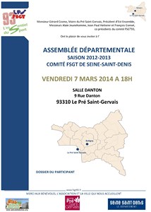 Assemblée Générale du Comité FSGT 93 vendredi 7 mars